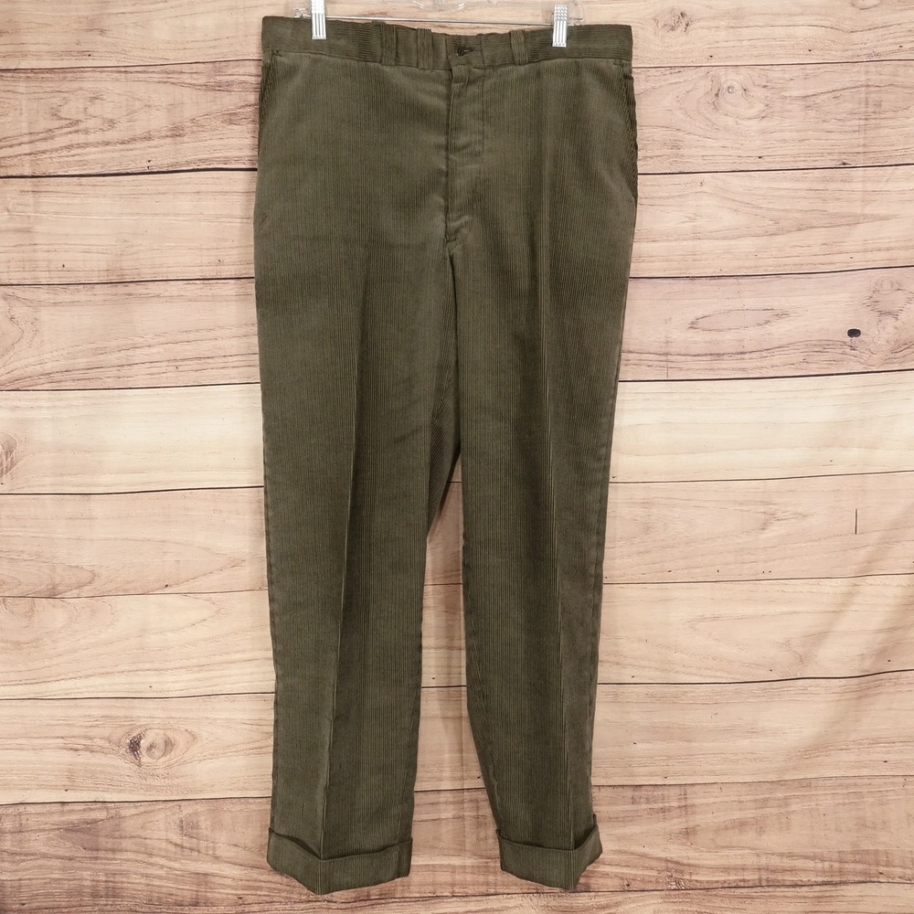 Vintage Big Mac Chino Pants Mens 35x29 Green Regular Fit Corduroy Penn-Prest